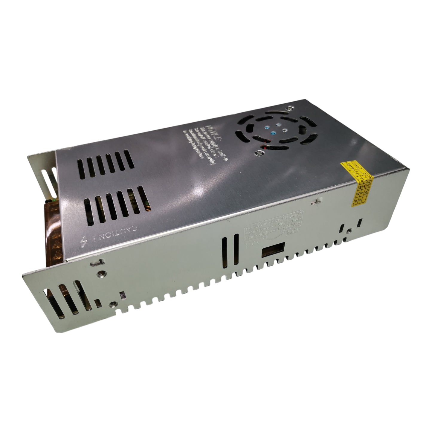 ZwitseRise 5V 20A regulated power supply with metal casing and cooling fan for efficient performance