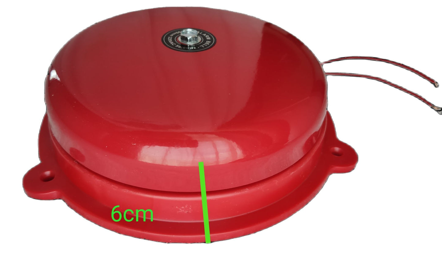 Grippes 6 inch fire alarm bell 220V red with wiring for fire safety alerts