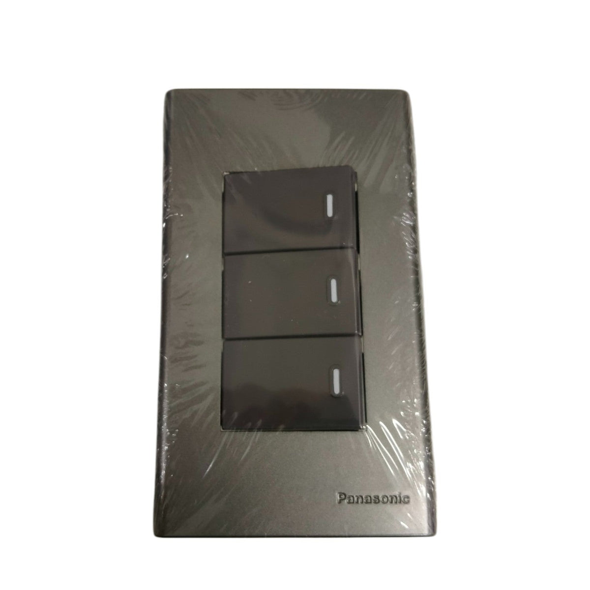 Panasonic 3 Gang 1 Way Switch 16A 250V with Plate Cover Metallic Gray WEG6803MH-1/3XWEG5001HK-5