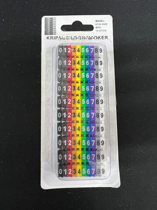 Cable Marker Clip On 0-9 Assorted Color 6MM  KCM-6MM