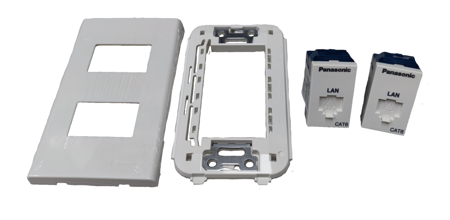 Panasonic 2 Gang Data Outlet CAT6 with Plate WEG24886 x 2pcs / WEG6802W-1