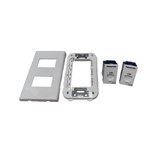 Panasonic 2 Gang Data Outlet CAT6 with Plate WEG24886 x 2pcs / WEG6802W-1