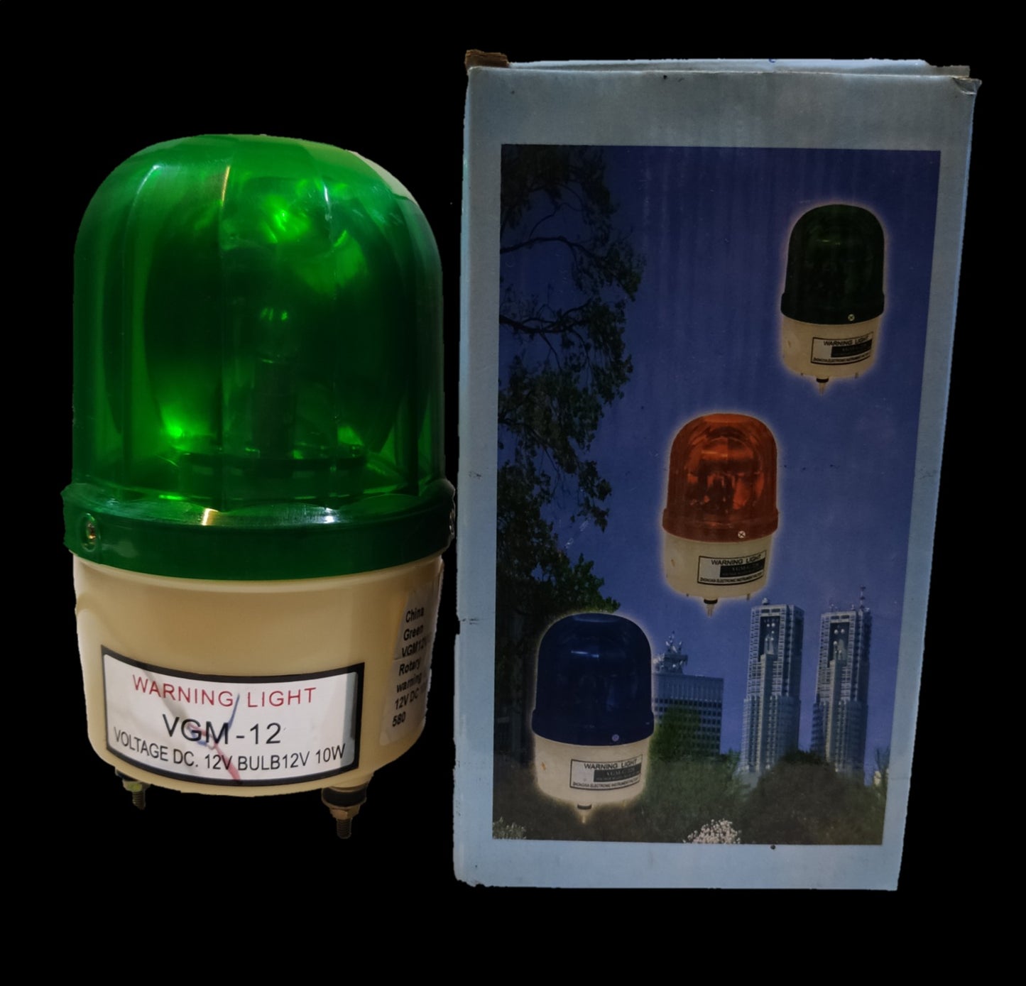 Revolving Light, Warning Light (Rotary Beacon) 12V Green ( Small)