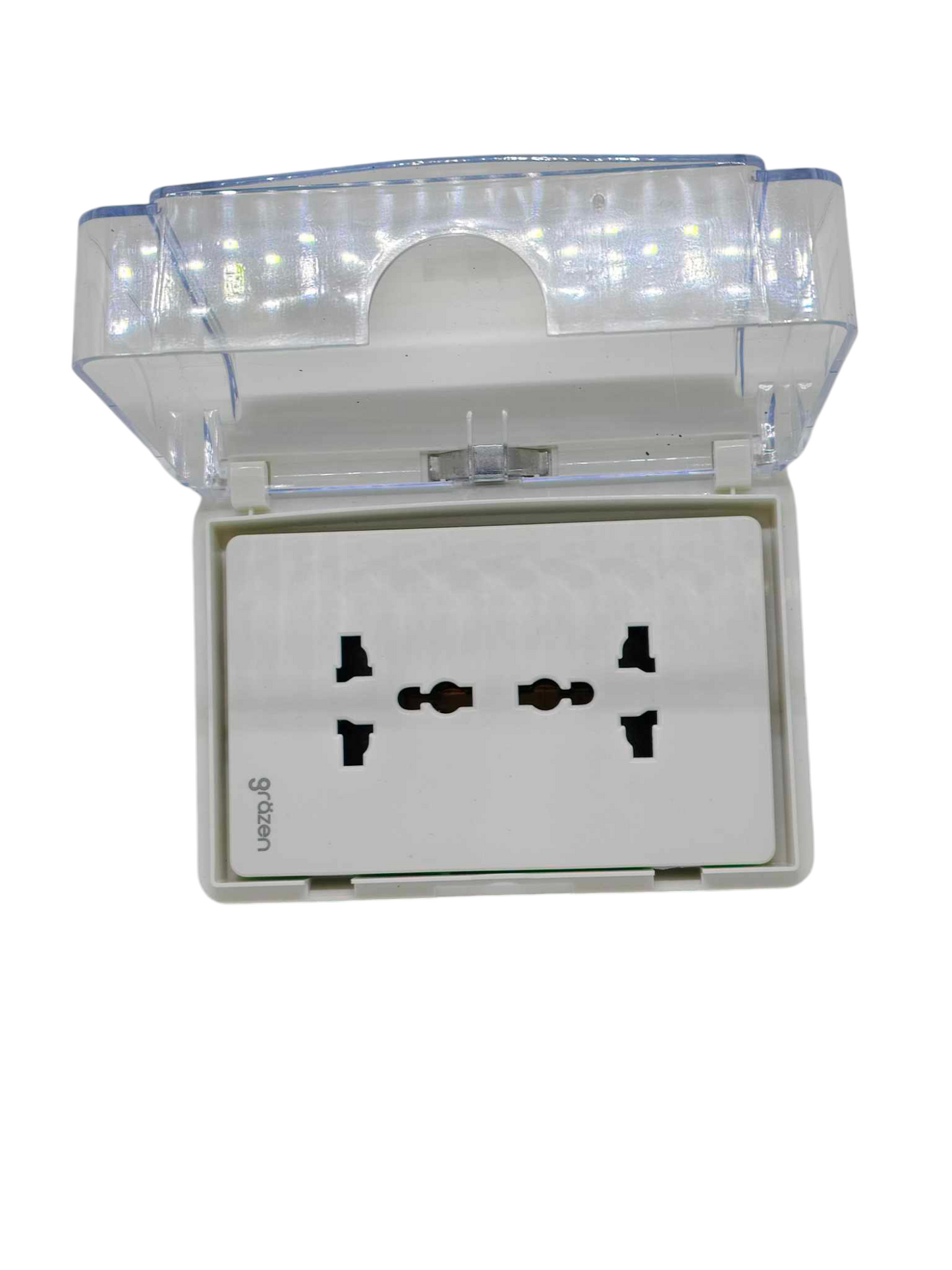 Grazen Weatherproof Plate Cover with Duplex Universal Outlet with Ground 16A 220V Available in Grey, Black, White and Gold