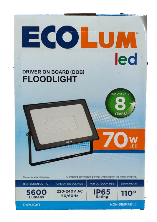 Ecolum 70W LED Flood Light 220V Daylight 6500K CFL3070DL