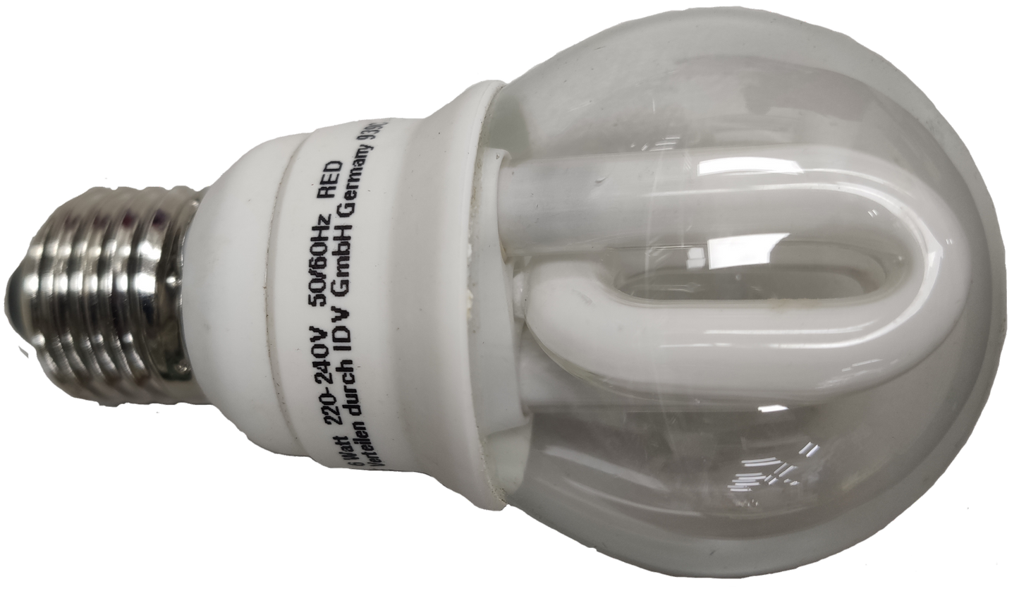 Megaman 6W Red CFL Round 220V E27 compact fluorescent bulb with spiral tube and standard screw base