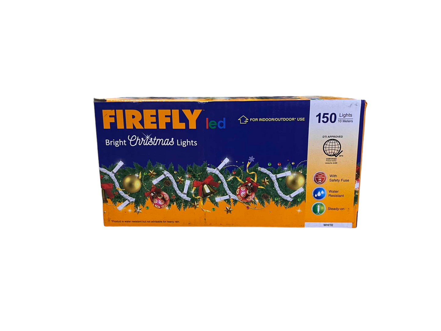 Firefly LED Christmas Light / String Light 150 LED Light Bulbs 10 Meters Steady only Warm White Transparent White Wire ( Indoor/ Outdoor use ) Firefly