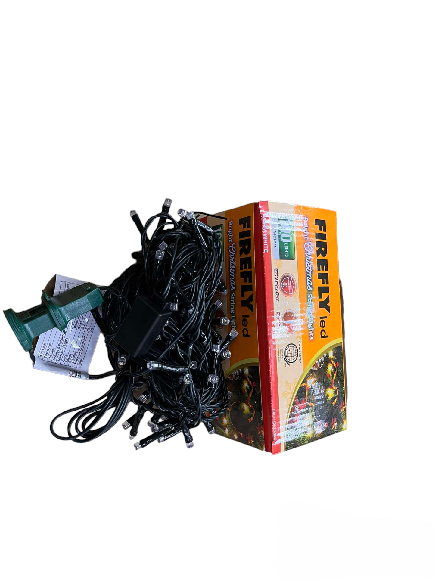 Firefly LED Christmas Light 100 LED Bulbs String Light Green Wire Steady Warm White 3000K 7 Meters 7W 220V Indoor Only Firefly FXL1110020WW