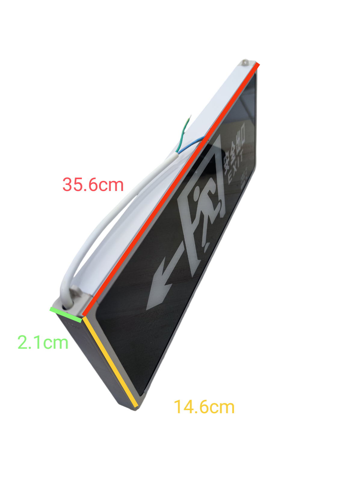 LED Exit Sign Green Left Arrow 3W 220V Running Man Glass GB17945-2000 (C)SF