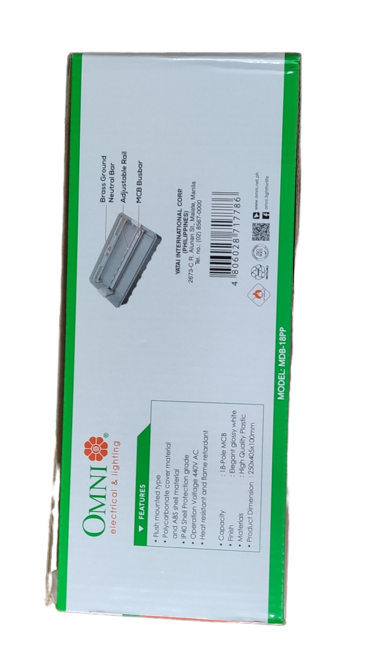 Omni 18 Ways Distribution Panel Box MDP-18PP Recessed Type Distribution Panel for Miniature Circuit Breaker