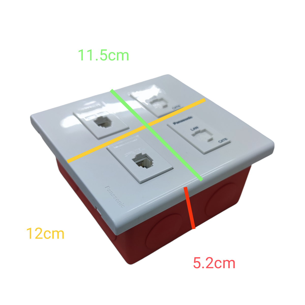 Panasonic 2 Gang CAT6 with 2 Gang Telephone Outlet Data with Voice and Utility Box WEG6804+(2XWEG24886)+(2XWEG2164)+Utility Box