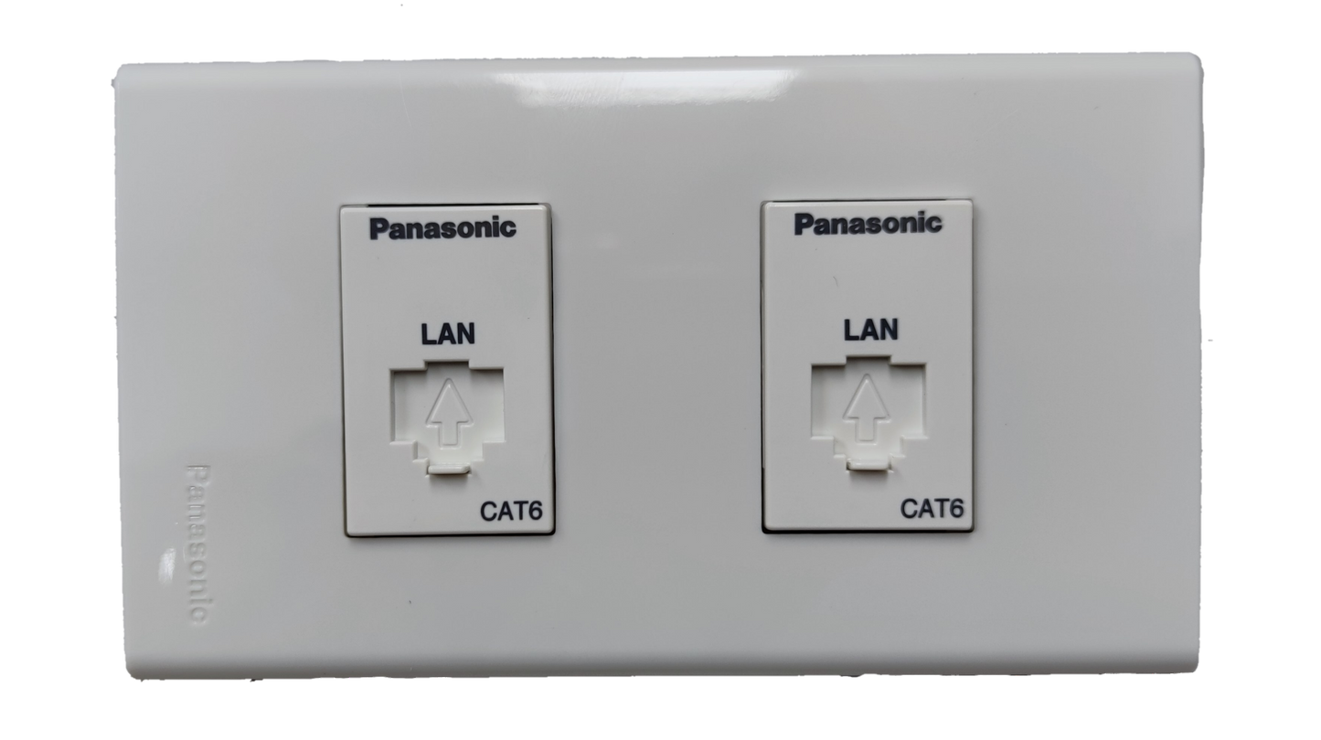 Panasonic 2 Gang Data Outlet CAT6 with Plate WEG24886 x 2pcs / WEG6802W-1