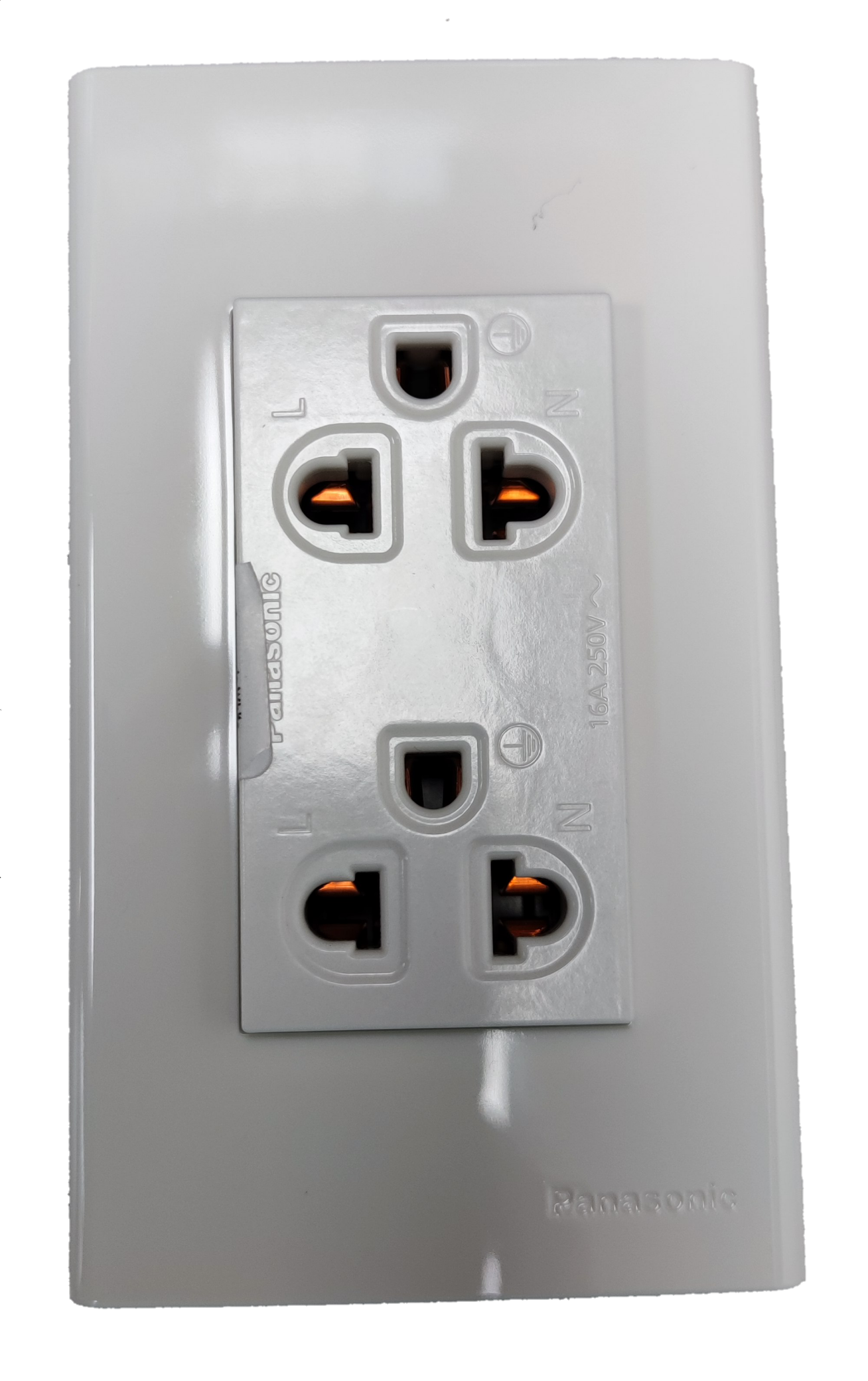 Panasonic Duplex Outlet with Ground Universal 16A 250V with Plate, Duplex Universal Outlet with Ground and Plate, 2 Gang Universal Outlet with Ground, Duplex Convenience Outlet with Ground and Plate WEG15929/WEG6802W-1