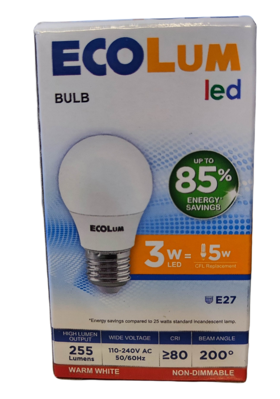 Ecolum 3W LED Bulb 220V E27 Warm White