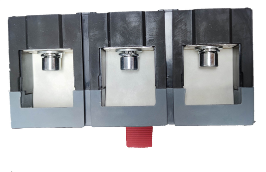 Himel 800A Industrial Circuit Breaker 3 Phase electrical component with three black and silver terminals