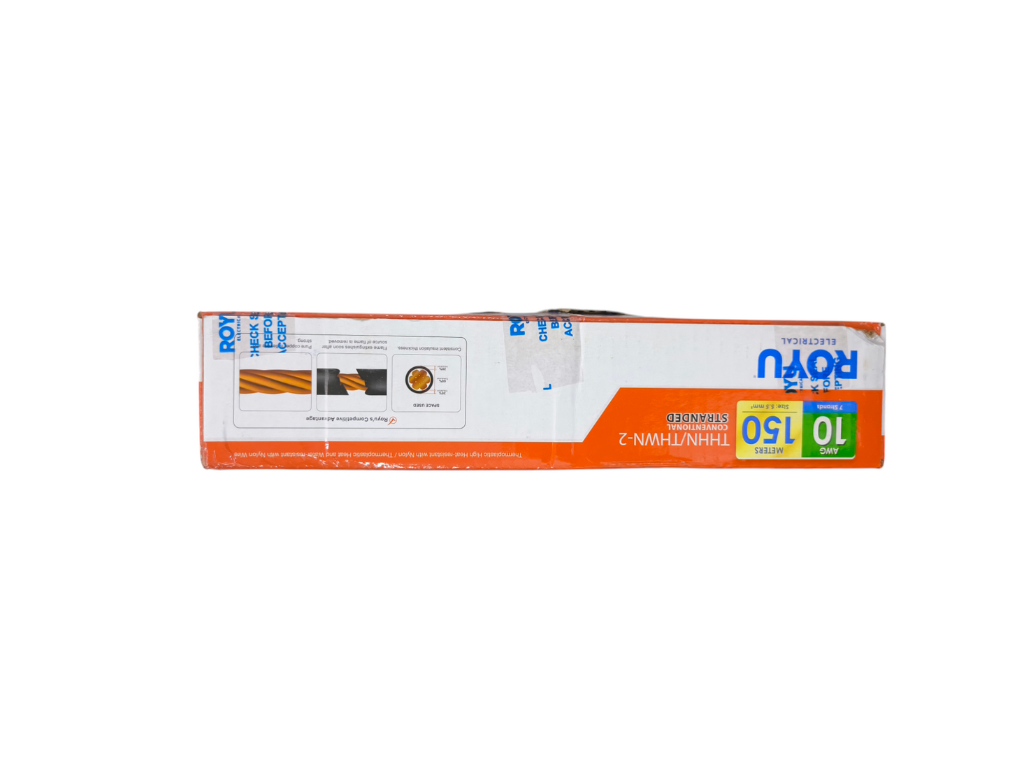 Royu 5.5mm Stranded Wire AWG 10/7 THHN/THWN (150 Meters) White