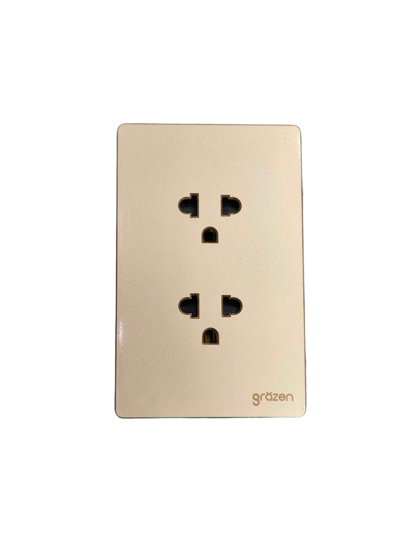 Grazen 2 Gang Universal Outlet with Ground 16A 220V Available Black White Gray and Gold GW-010