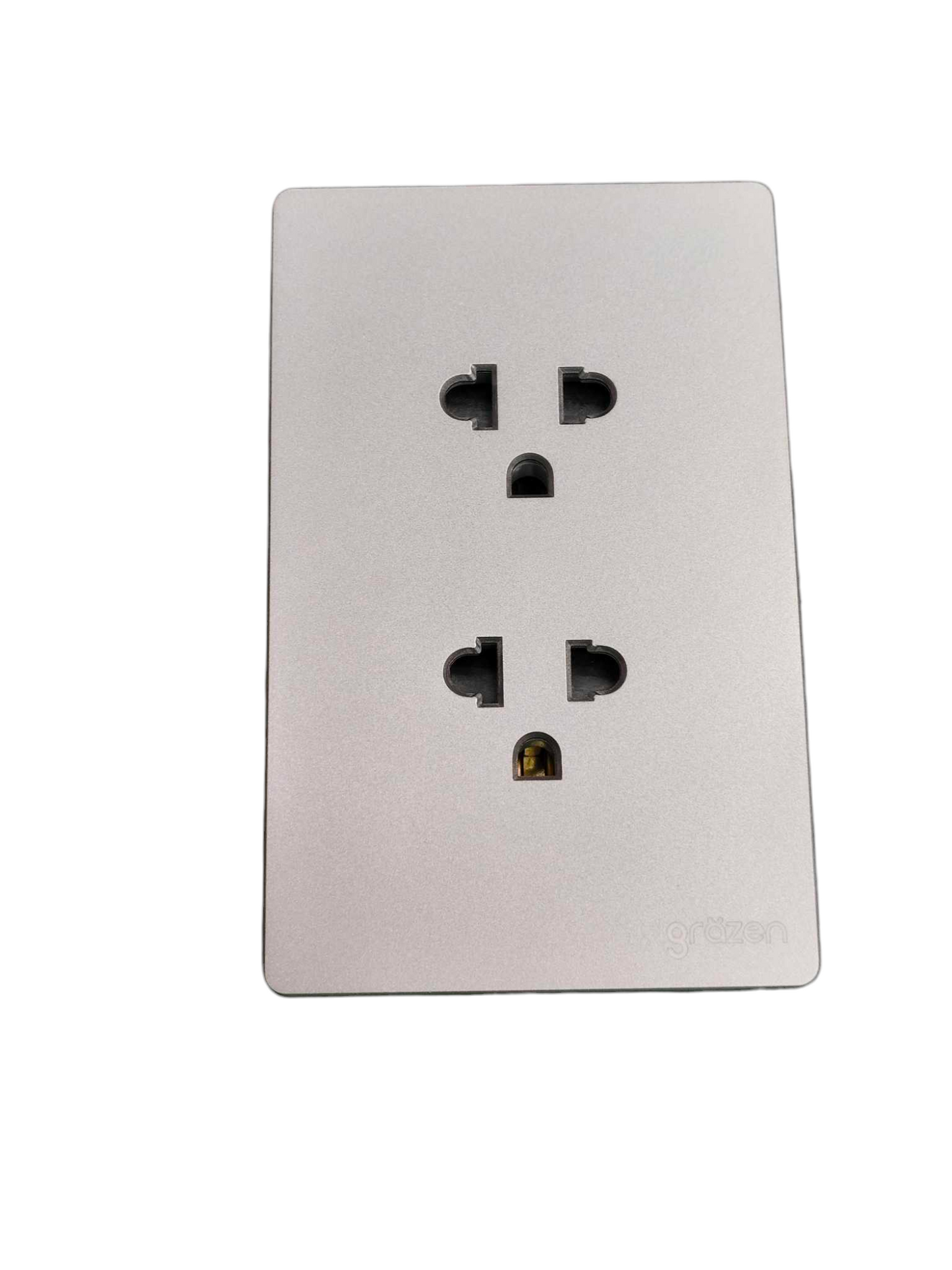 Grazen 2 Gang Universal Outlet with Ground 16A 220V Available Black White Gray and Gold GW-010