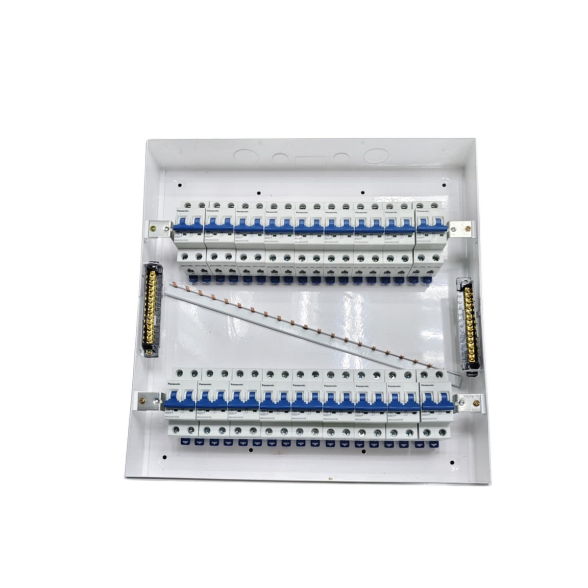 Panel Board 63A 2 Pole Main Miniature Circuit Breaker with 17 Branches 2 Pole Miniature Circuit Breaker 32 Ways Surface Type Panel Box ZY with 17 Bus Bar 2 Pole (Panasonic Breakers)