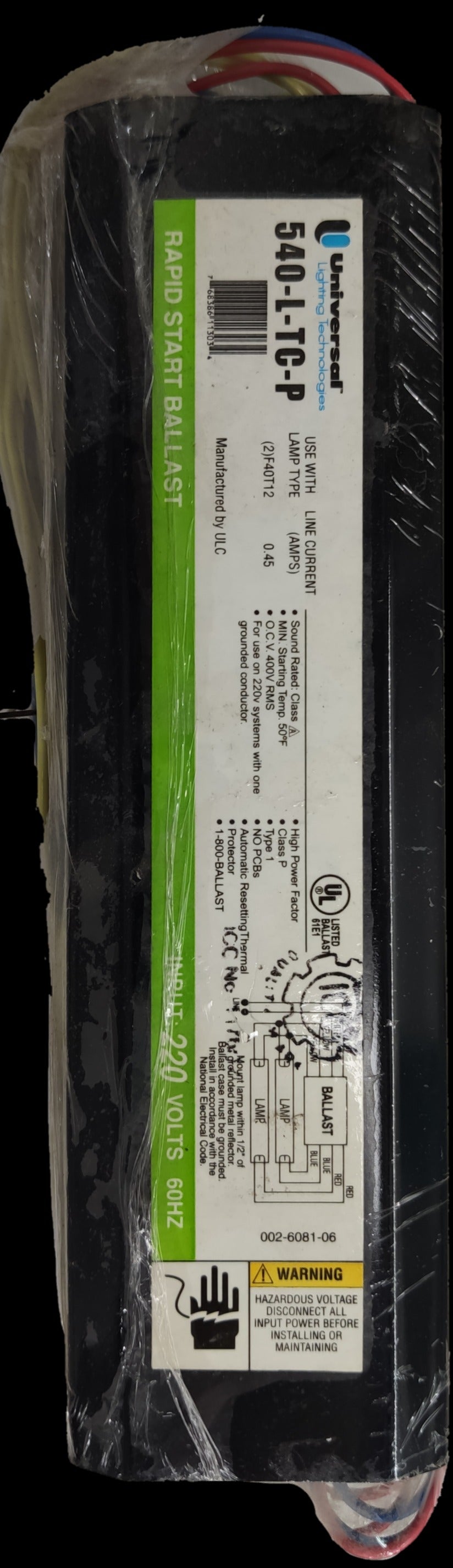 Rapid Start Ballast 2 x 40W, 2x40W 220V AC ( Universal) Classic 540-L-TC-P