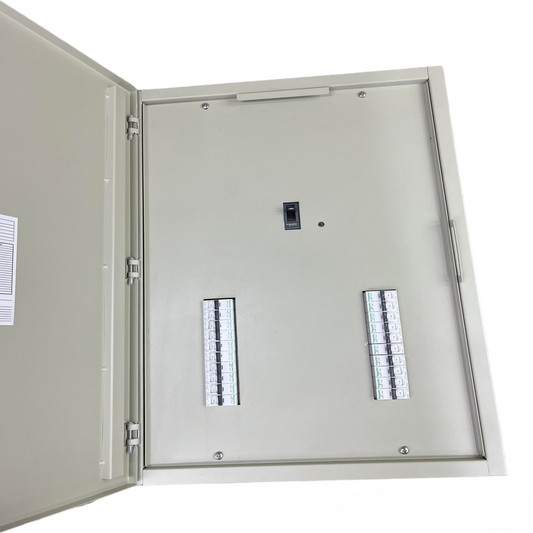 Schneider & Royu Panel Board 250A 3 Pole MCCB Main and 20 Branches 1 Pole iC60N with Neutral and Grounding Bus Bar Schneider EZC250F Main Branches iC60N