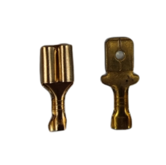8mm spade terminal connector Male and Female in gold finish for electrical connections