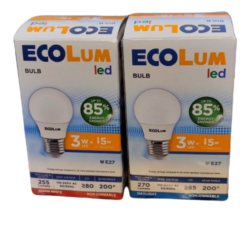 Ecolum 3W LED Bulb 220V E27 Warm White