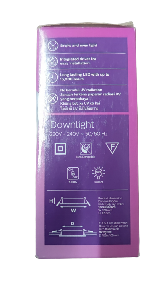 Philips LED Downlight 9W Warm White 220V Square (4.8") Philips Downlight 59451WW Meson