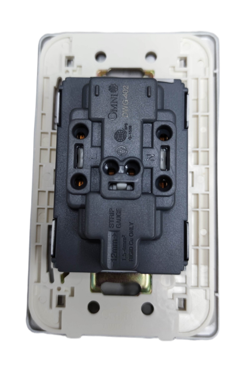 Omni Duplex Universal Outlet with Ground and Plate ( Designer Series) Graphite DWG-402G+DWP-113G 16A 250V