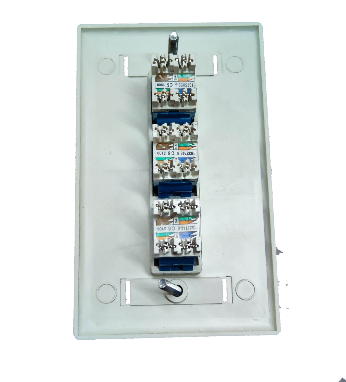 AMP cat 6 ethernet wall outlet network access point with multiple cable connectors