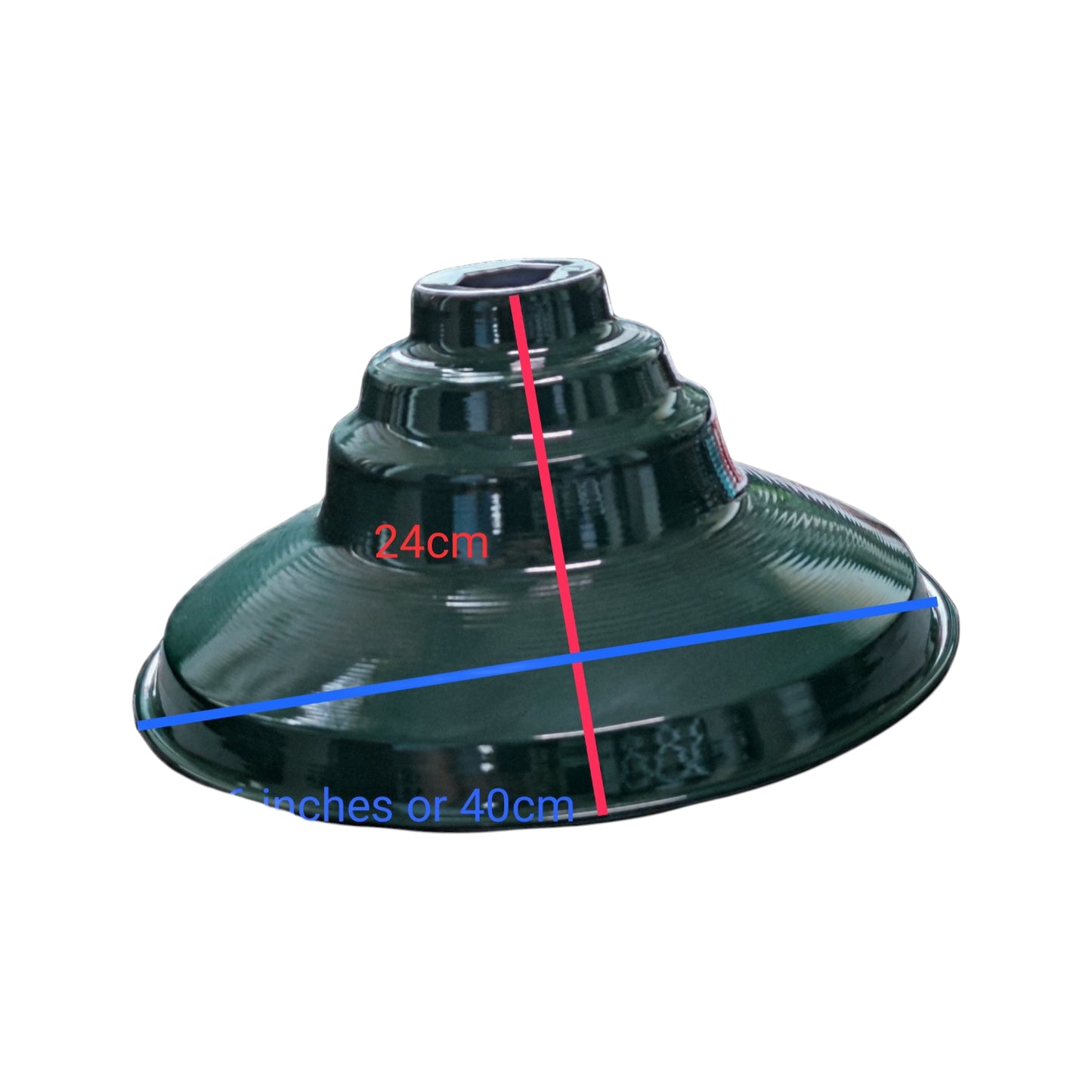 Amco Lamp Cover 16 Inches Shallow Type with E27 Socket Arm and Claw Foot Mounting, Sombrero Green Lamp Reflector