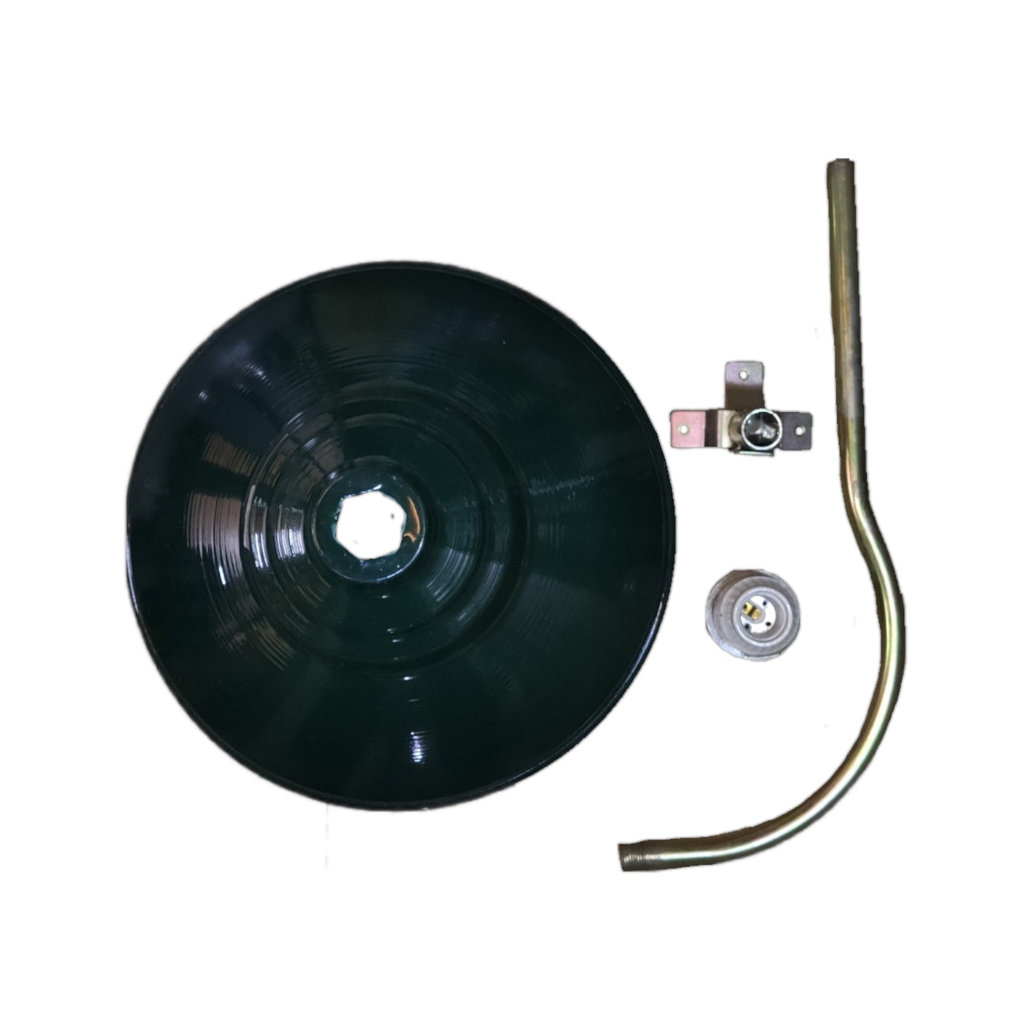 Amco Lamp Cover 16 Inches Shallow Type with E27 Socket Arm and Claw Foot Mounting, Sombrero Green Lamp Reflector