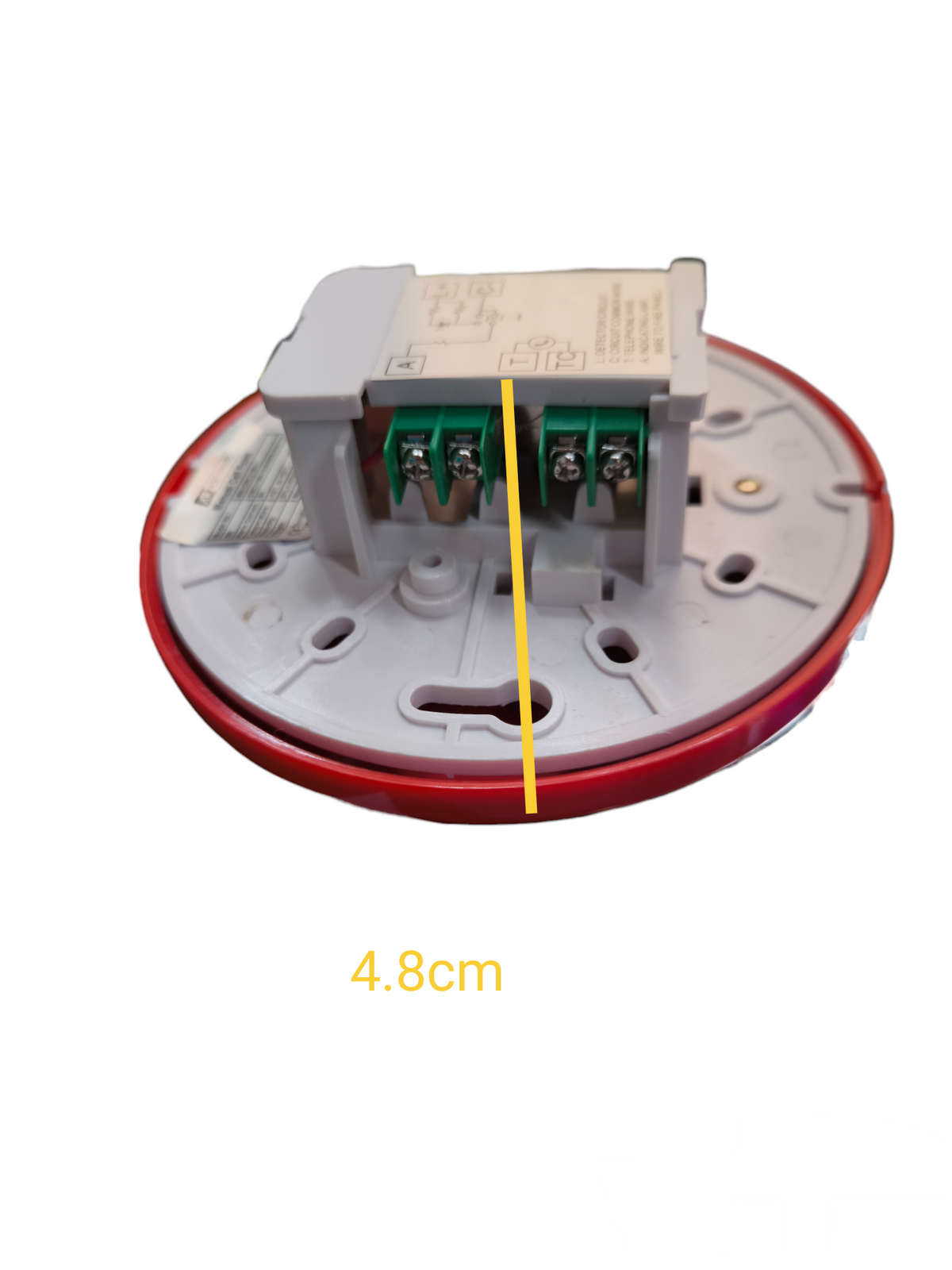 Asenware fire alarm base with manual call point push button wiring terminals visible