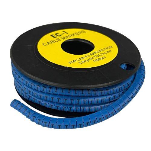 Cable (T) Marker 2.6mm to 4.2mm 1000pcs Blue EC-1B