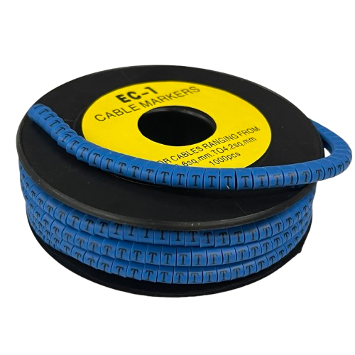 Cable (T) Marker 2.6mm to 4.2mm 1000pcs Blue EC-1B