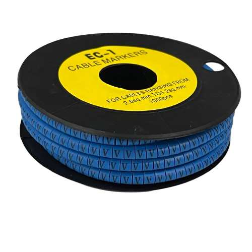 Cable (V) Marker 2.6mm to 4.2mm 1000pcs Blue EC-1B