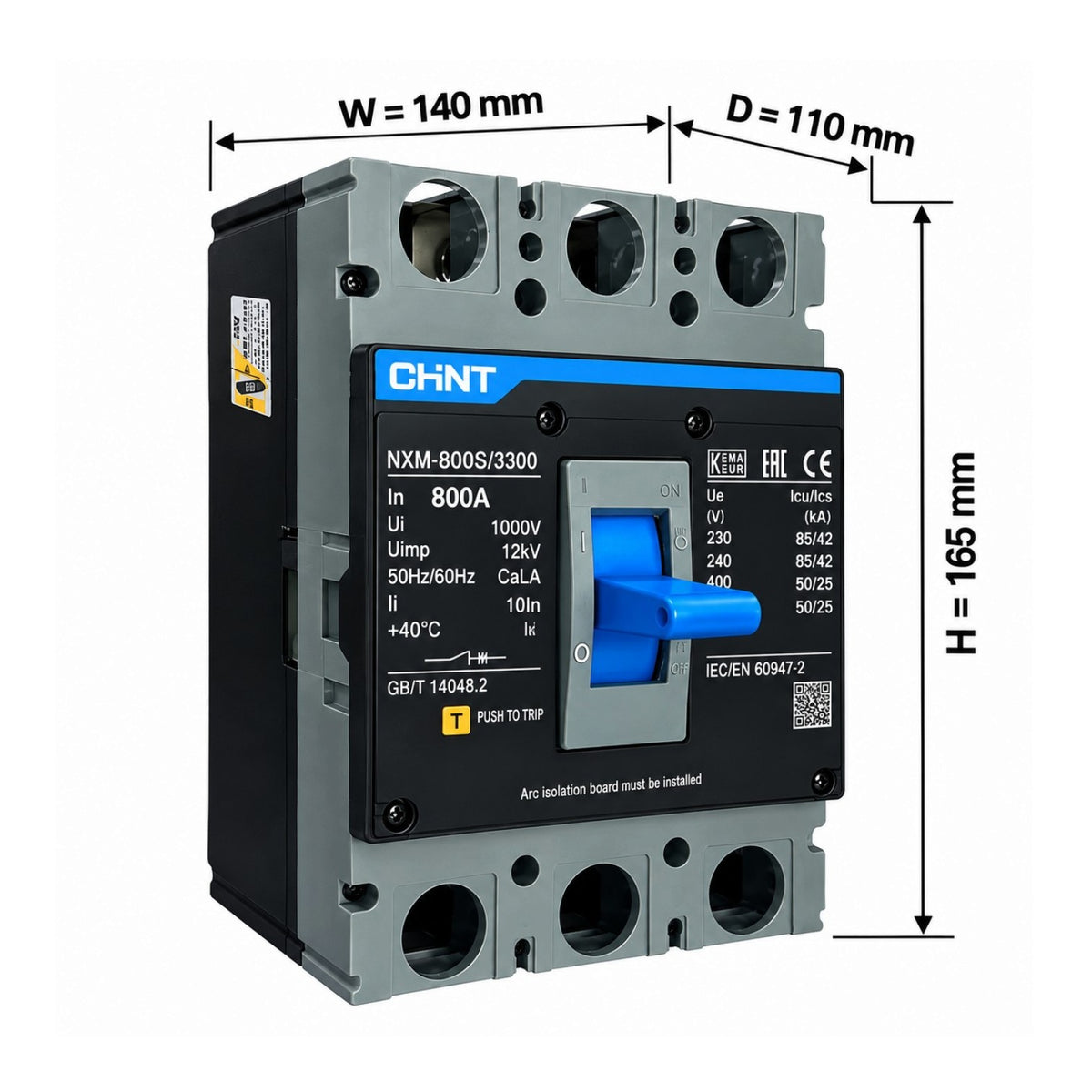 Chint 800A 3 Pole Industrial Circuit Breaker 3 Phase 800AF 75KAIC 220V 50kA 415V MCCB NXM-800S/3300/800A