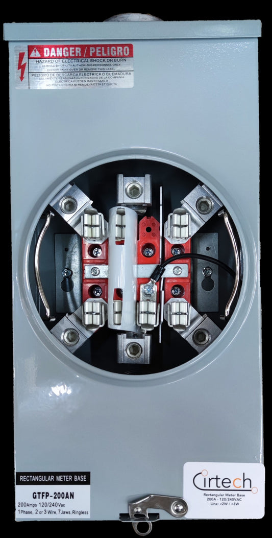 Cirtech Rectangular Meter Base  (7 Jaws) 1 1/2 Inch Hub, KWH Meter Base