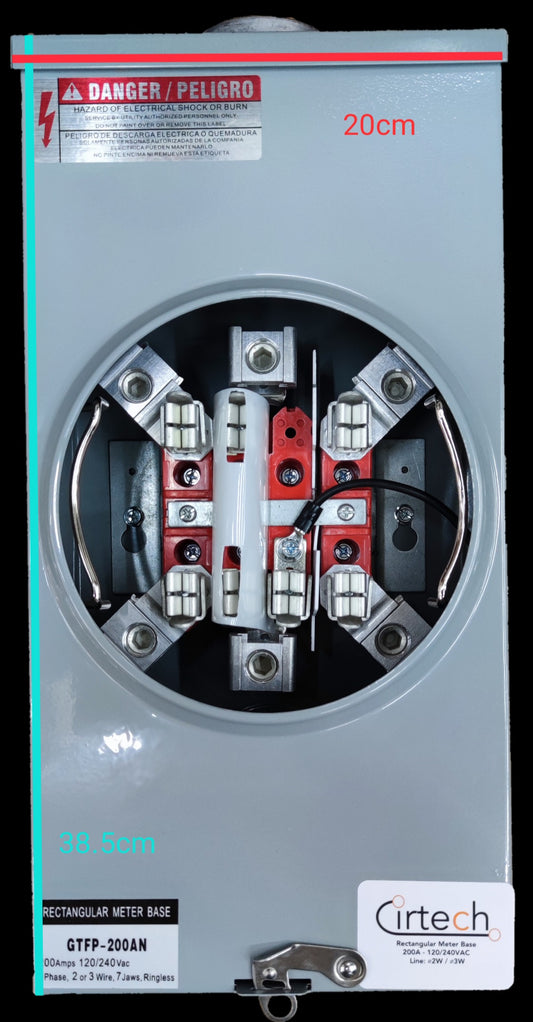 Cirtech Rectangular Meter Base  (7 Jaws) 1 1/2 Inch Hub, KWH Meter Base