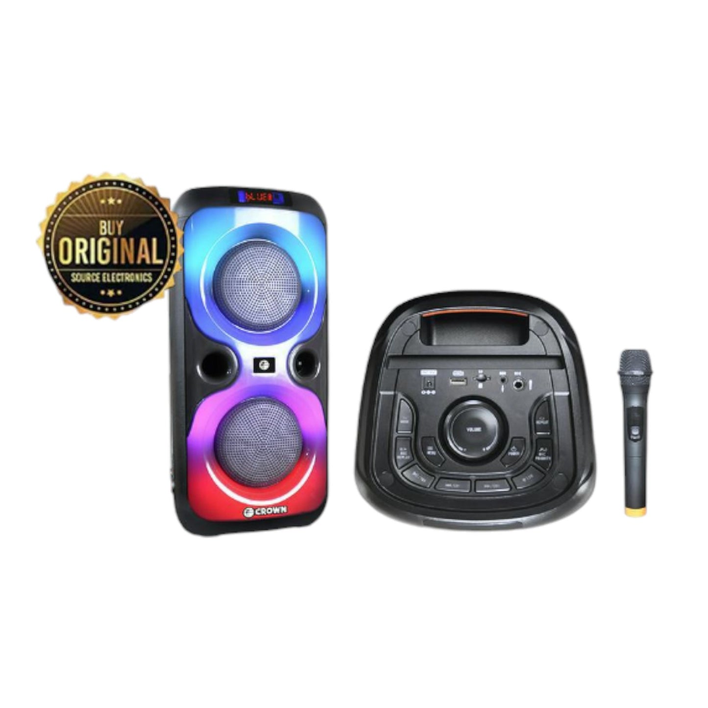 Crown 150W Portable Speaker 6 Woofer + 1.5 Tweeter w/ Remote Control Wireless Mic, Rechargeable Battery PD-662