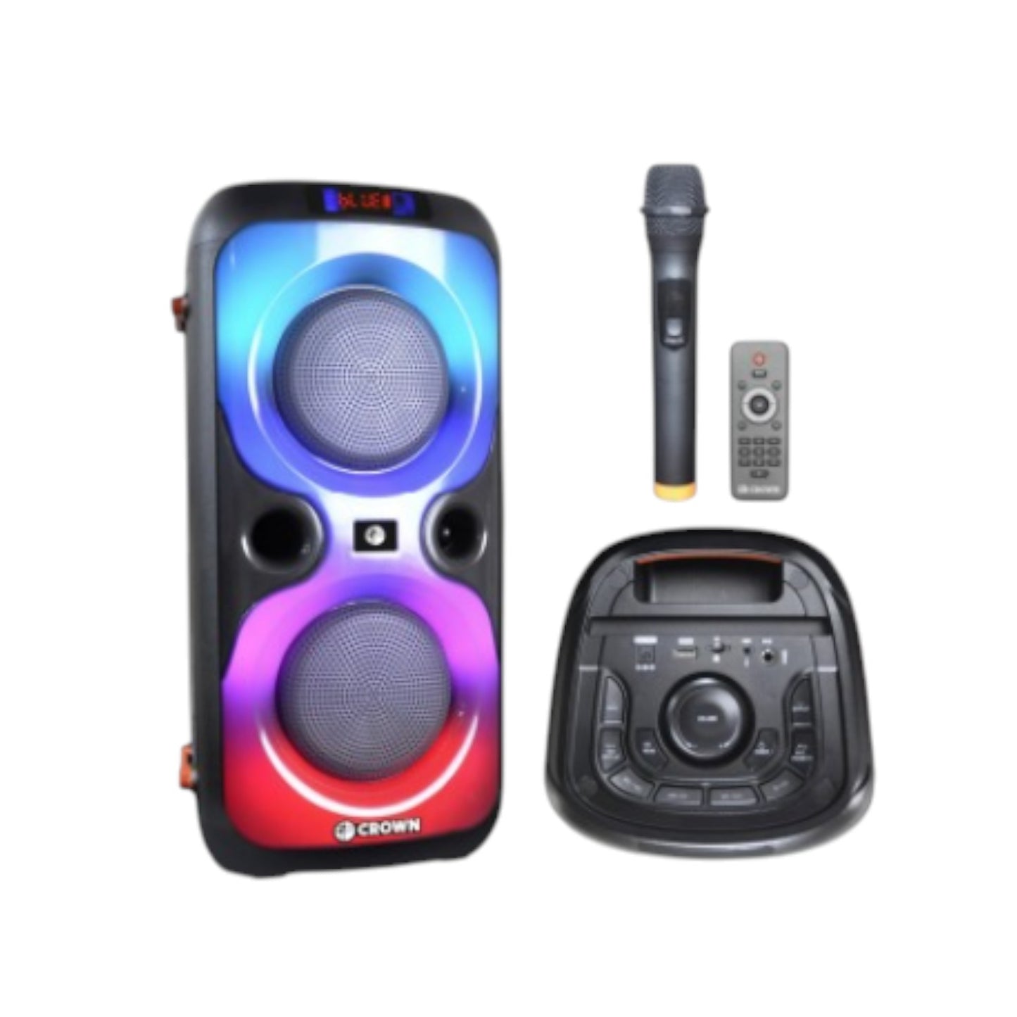 Crown 150W Portable Speaker 6 Woofer + 1.5 Tweeter w/ Remote Control Wireless Mic, Rechargeable Battery PD-662