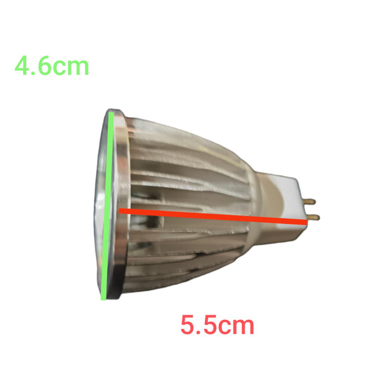 Light bulb with measurements indicated on a white background