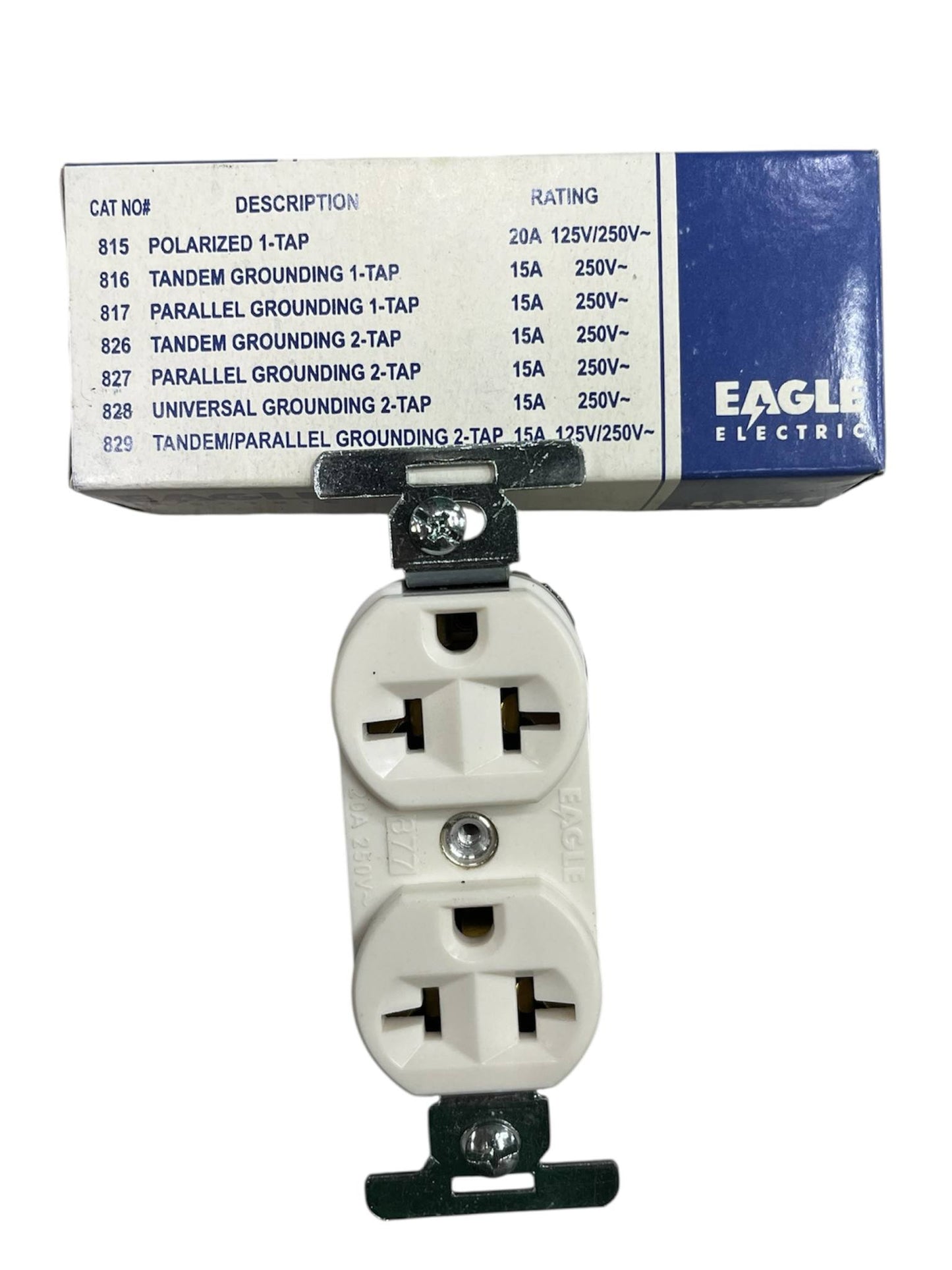 Eagle 2 Gang T-Slot Outlet with Ground 20A 250V CAT 877-IC