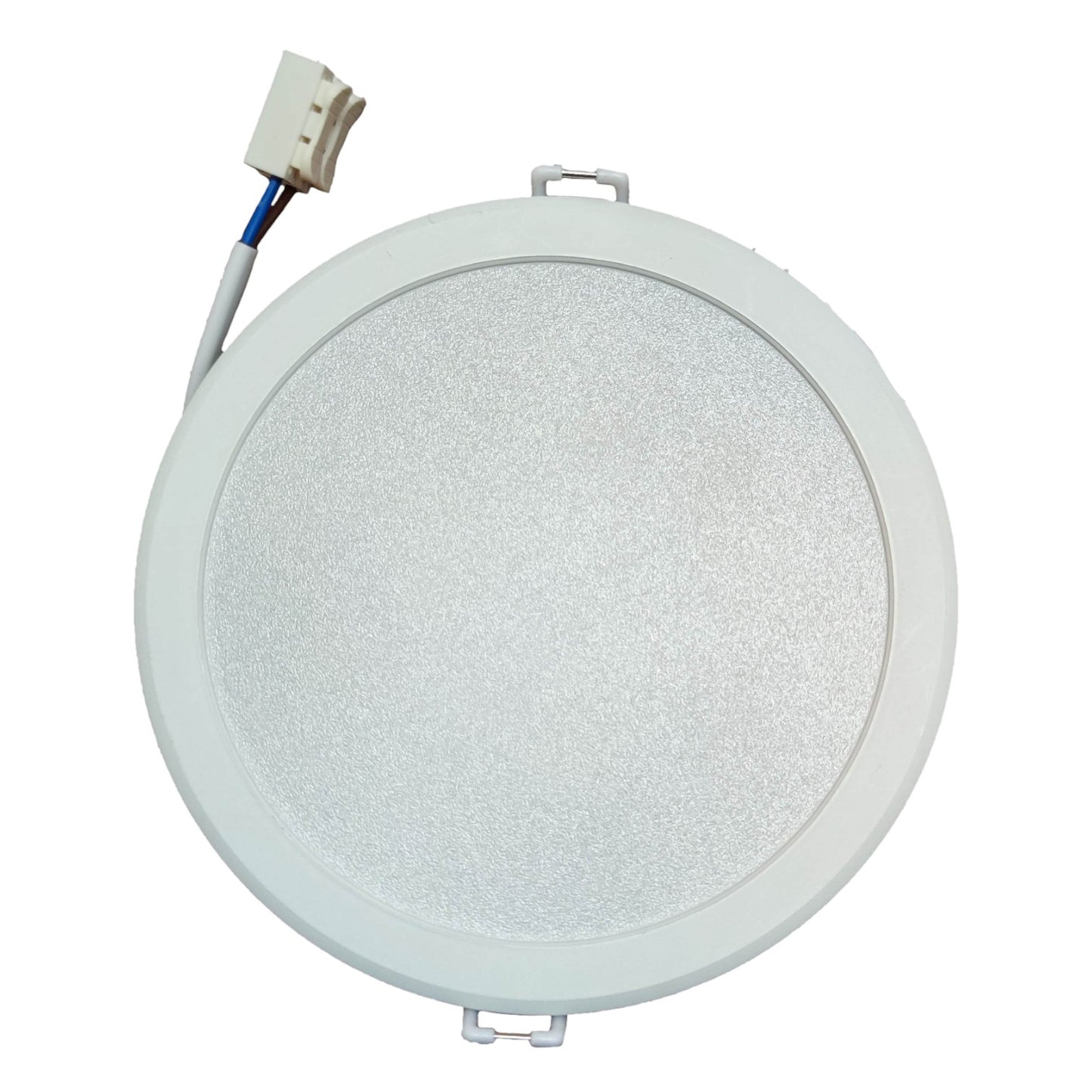 Round ceiling light fixture with wiring on a white background