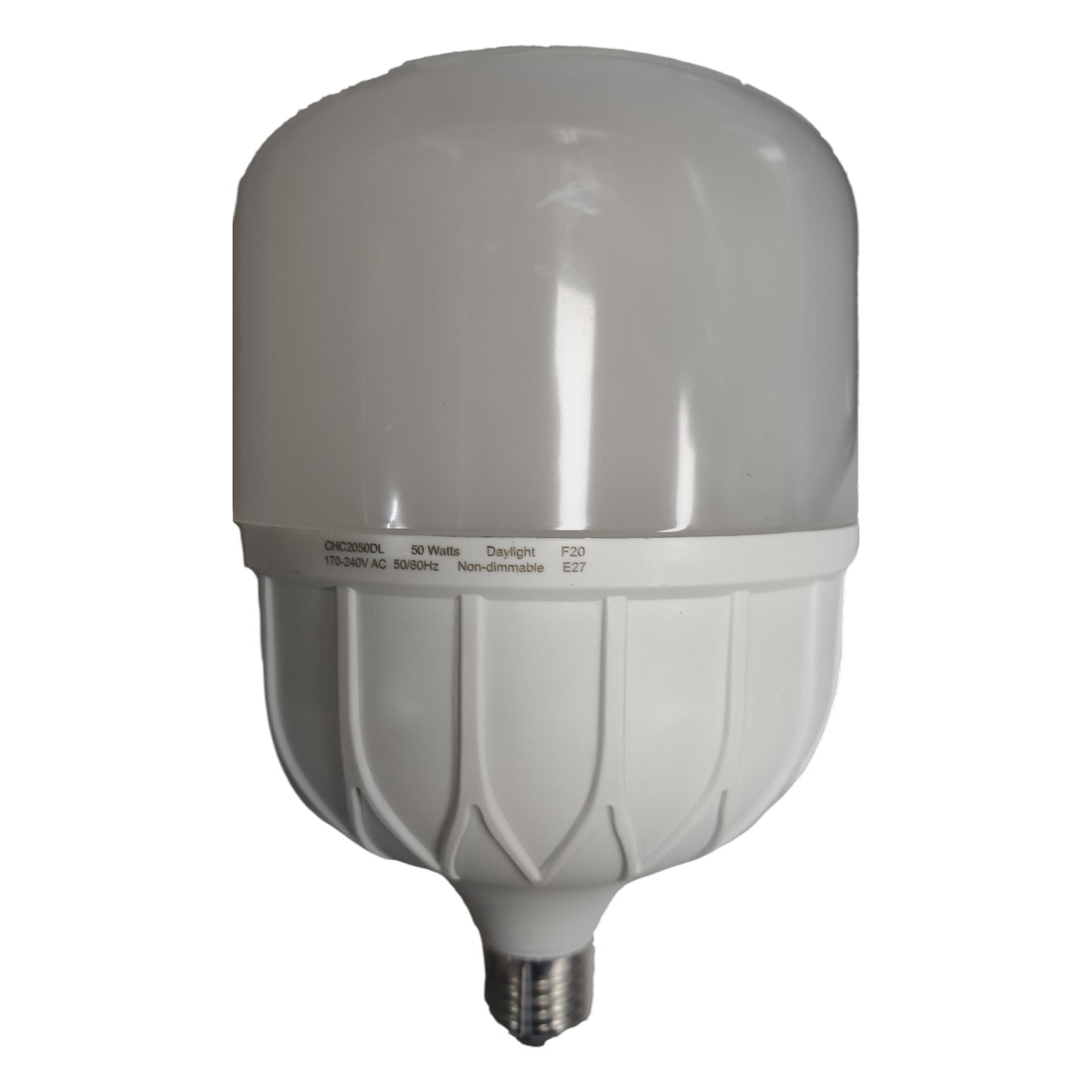 White industrial light bulb on a white background