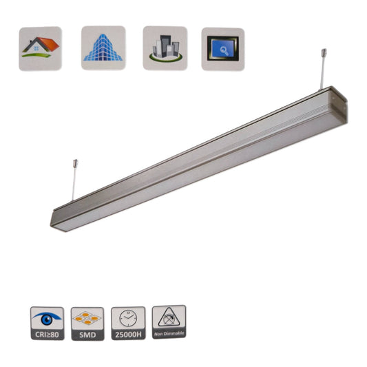 FSL 36W LED Linear Suspension Light 220V Cool White 4000K 2600 Lm Aluminum IP20 120 Beam Angle SSPL3C-36 1200mm x 70mm x 70mm Pendant Mounting Electx Electrical Supply