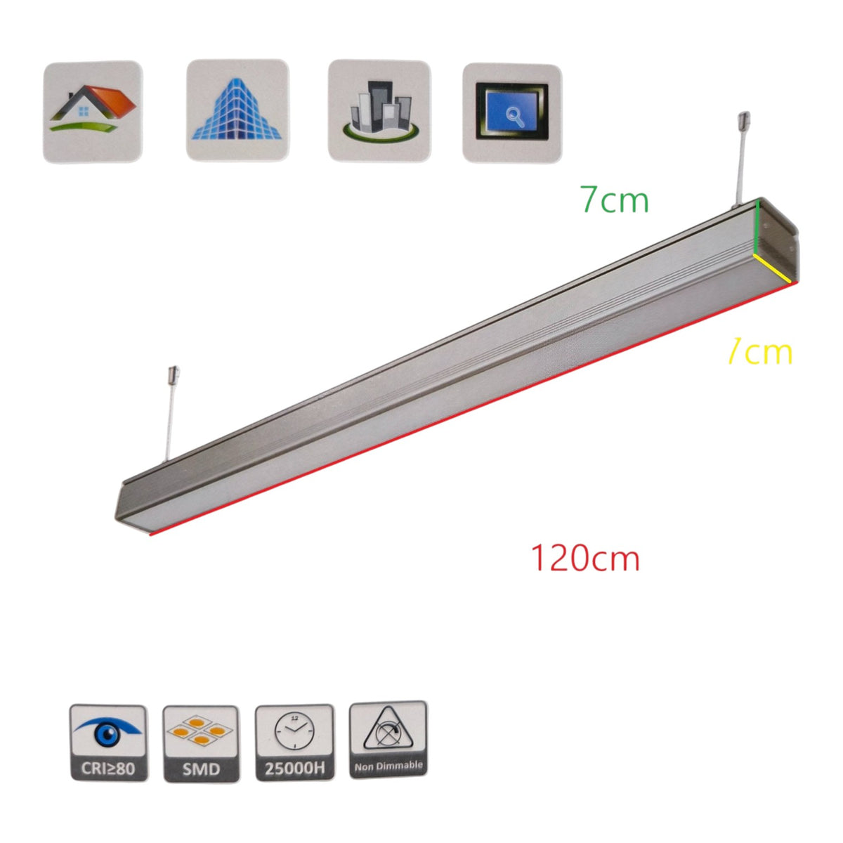 FSL 36W LED Linear Suspension Light 220V Warm White 3000K 2500 Lm Aluminum IP20 120 Beam Angle SSPL3C-36 1200mm x 70mm x 70mm Pendant Mounting Electx Electrical Supply-8ce8-40a5-8bc5-6671c1338a76
