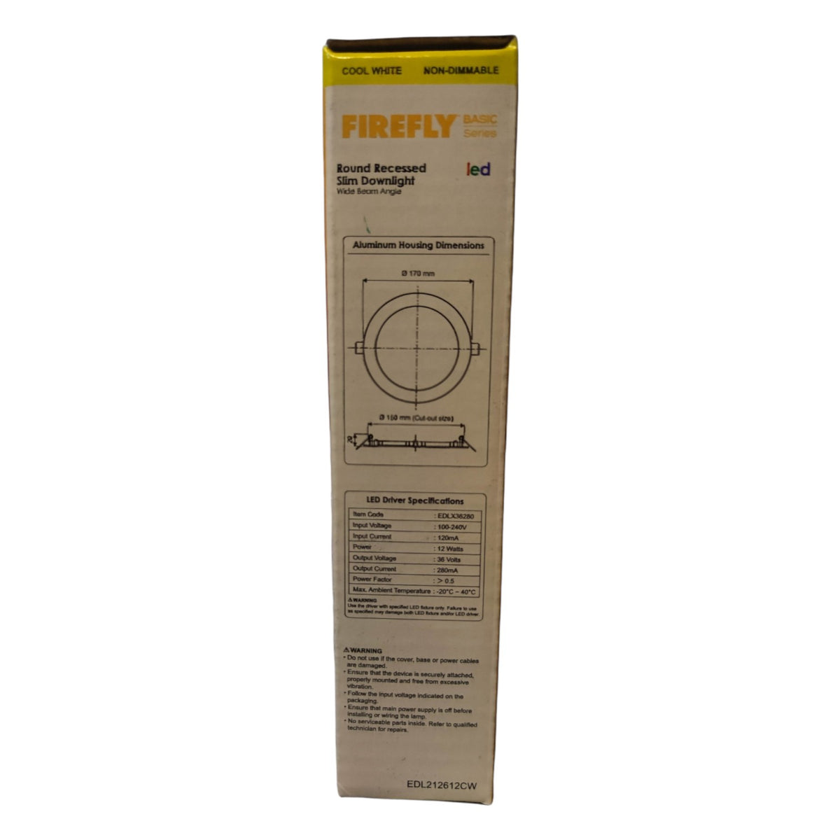 Firefly LED bulb packaging on a white background