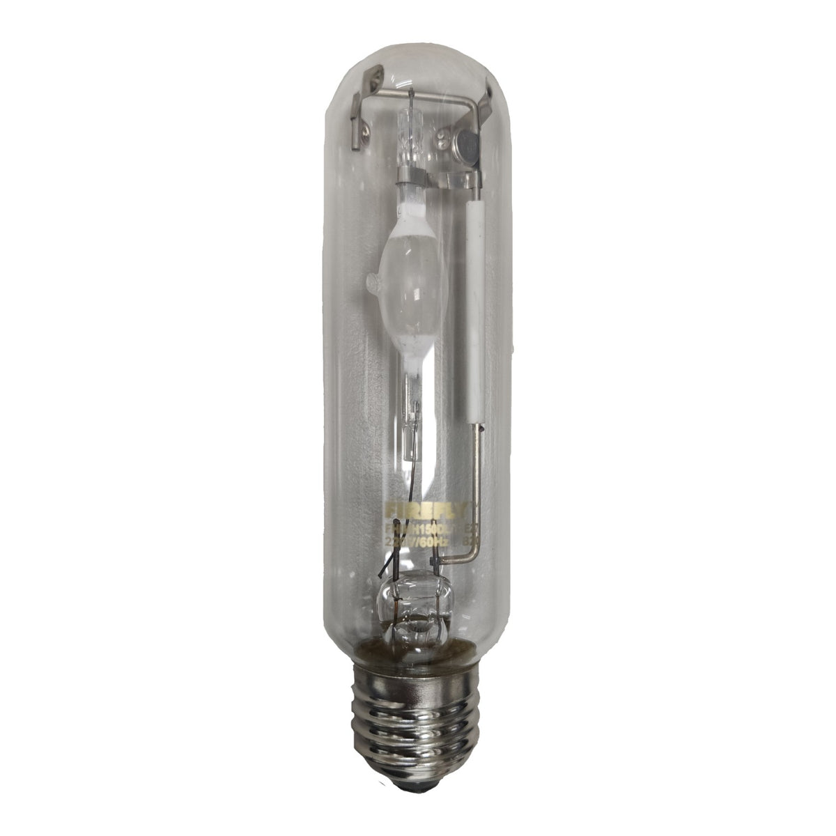Clear industrial light bulb on a white background