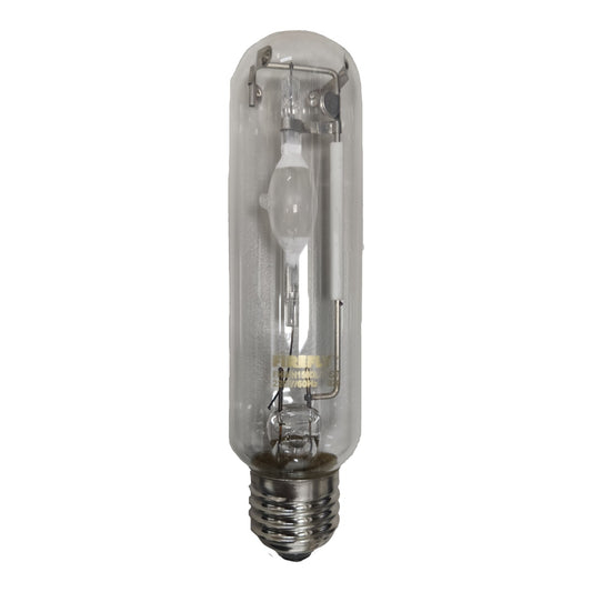 Clear industrial light bulb on a white background